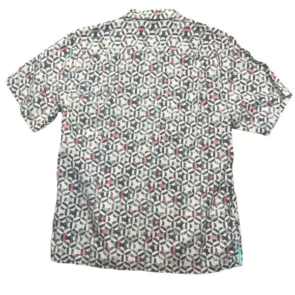 Tommy Bahama Large Geo Print Summer Button Down Short Sleeve Shirt - Picture 6 of 6